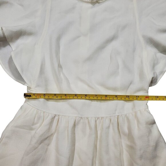 Express x LadyGang Ruffle Neck Flutter Sleeve Dress Womens 0 White Chic Feminine - Picture 6 of 7